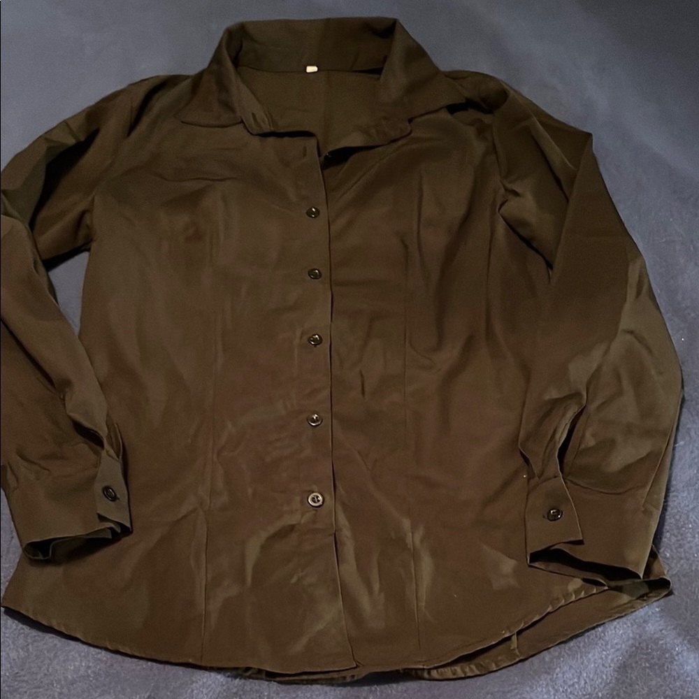 Black collared button down blouse - Picture 1 of 2